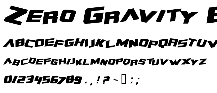 Zero Gravity Extended Bold Italic font